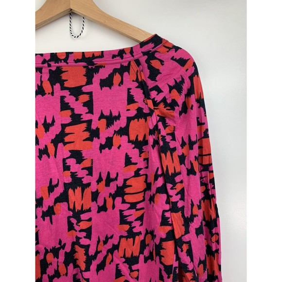 Marc By Marc Jacob GEO Print All Over Long Sleeves Pink Blouse Top Size Medium - Picture 8 of 9